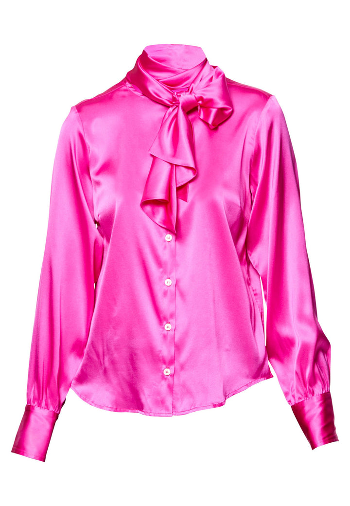 Woman wearing Silk Pussybow Blouse