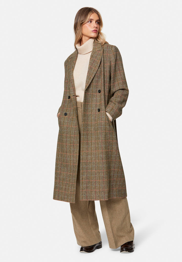 Beryl Herringbone Tweed Coat