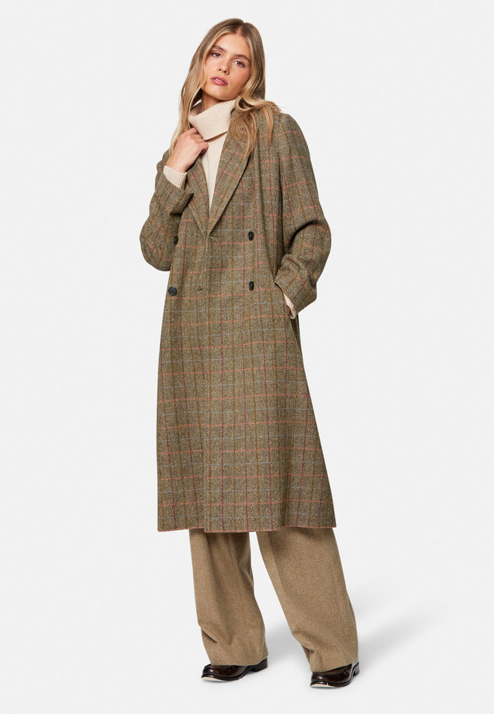 Beryl Herringbone Tweed Coat