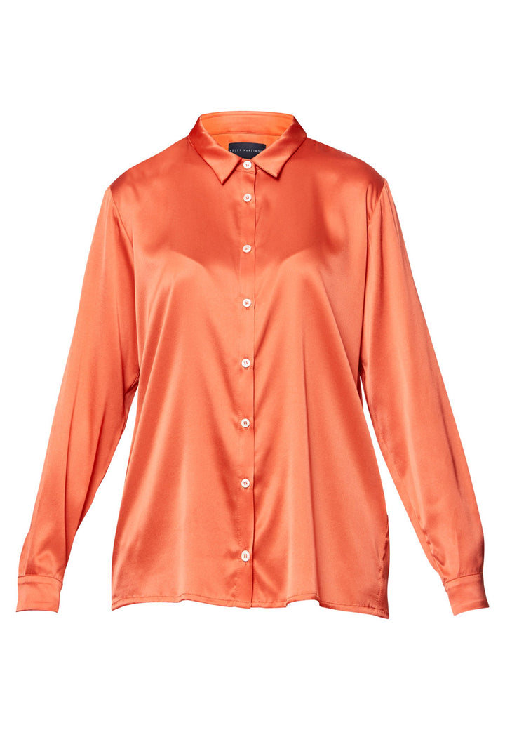 silk orange satin shirt