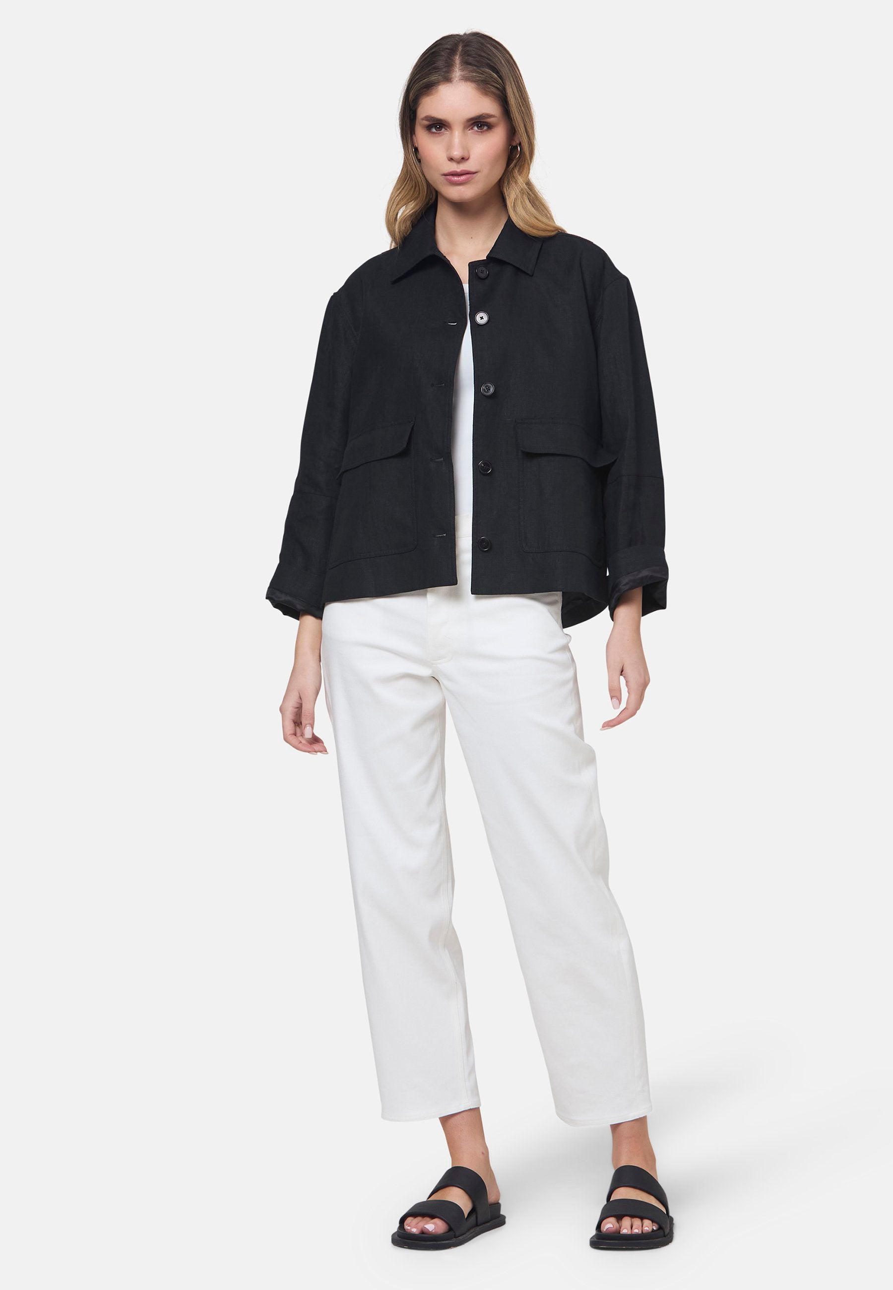 Lyndsey Black Linen Shacket – Helen McAlinden