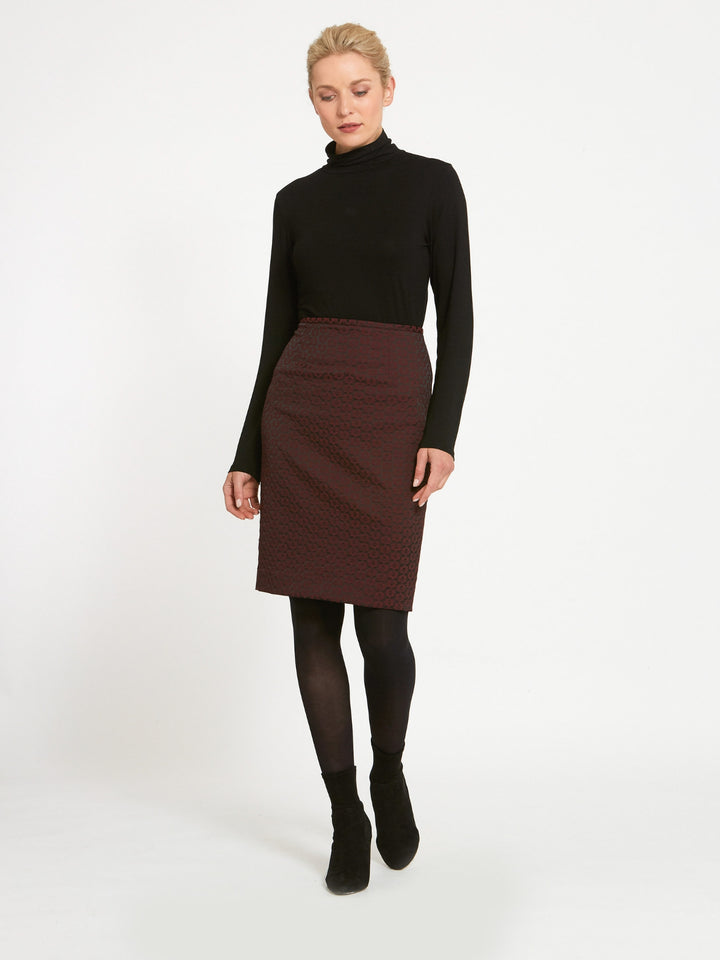 Beth Burgundy Jacquard Skirt