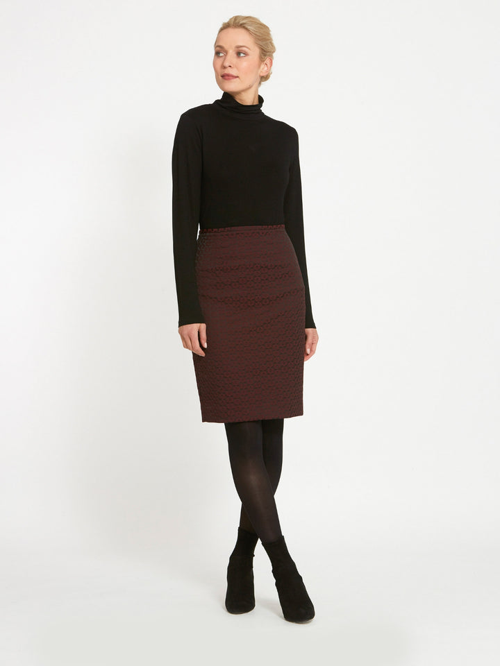 Beth Burgundy Jacquard Skirt