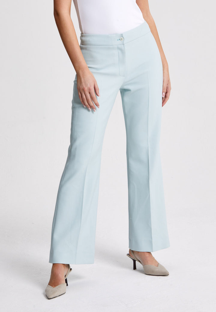 Kelly, an iconic summer mist flare pant. Crafted in sustainable double crepe with a hint of stretch. Revisit the 70's for this season’s game-changing look. Flares are sophisticated, comfortable & leg-lengthening. Guaranteed to flatter the form & never far from fashion’s front line.