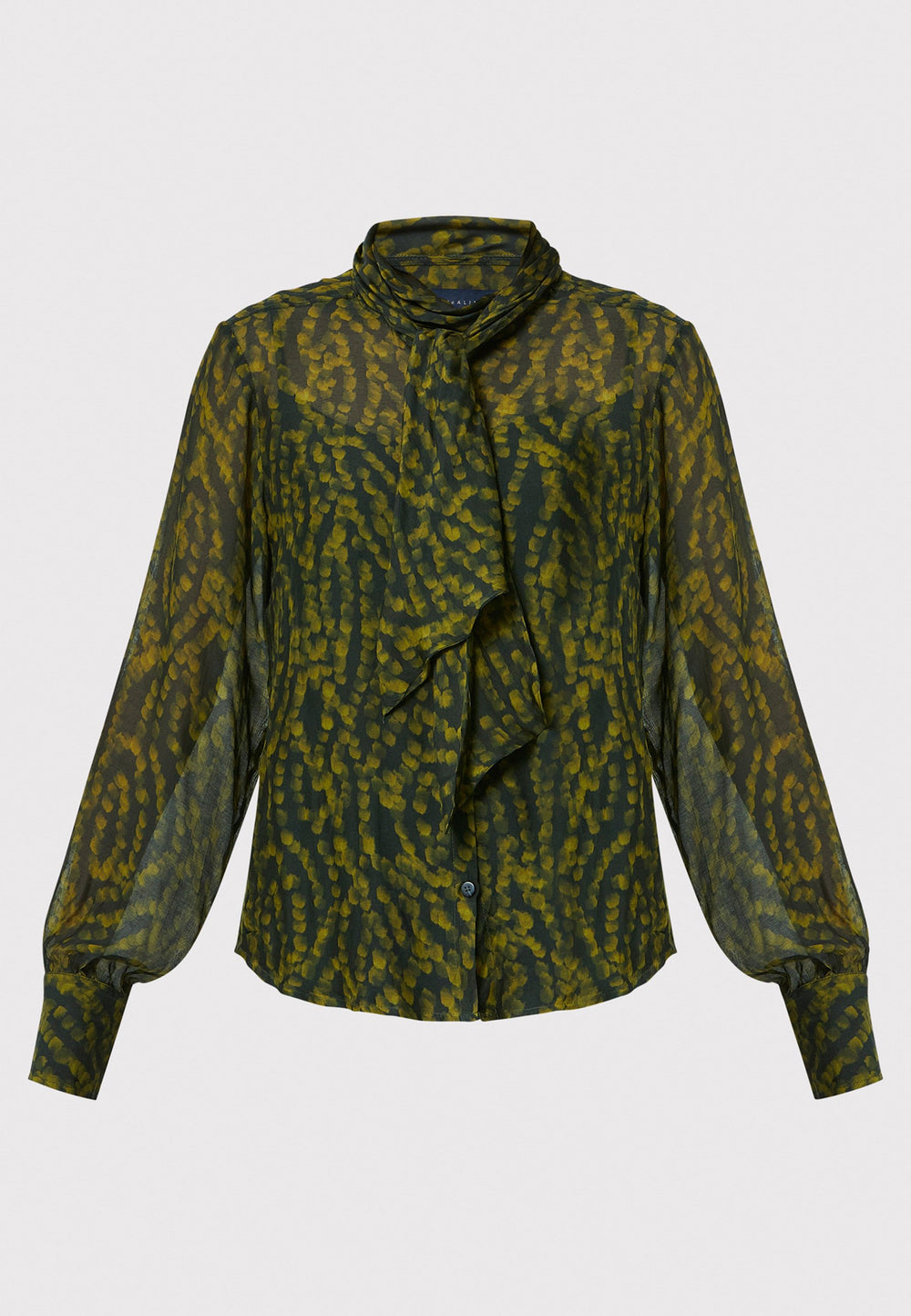 Anastasia Dark Green Forest Print Blouse, crafted from a luxurious viscose and silk blend, is perfect for your workwear wardrobe. This blouse features a round neckline, a chic pussy bow tie, and comes with a detachable slip. Pair it with the Marlena Sleeveless Chartreuse Green cashmere top, styled as a sweater vest, for a polished and professional look.