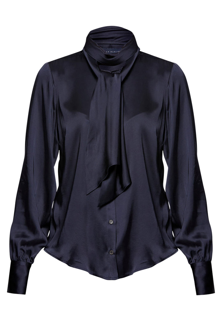 Anastasia Navy Pussybow Blouse