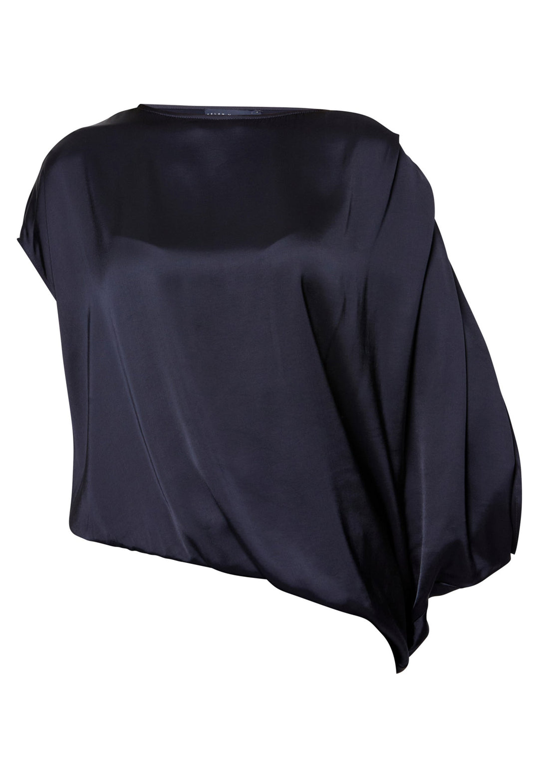 navy satin assymetric blouse