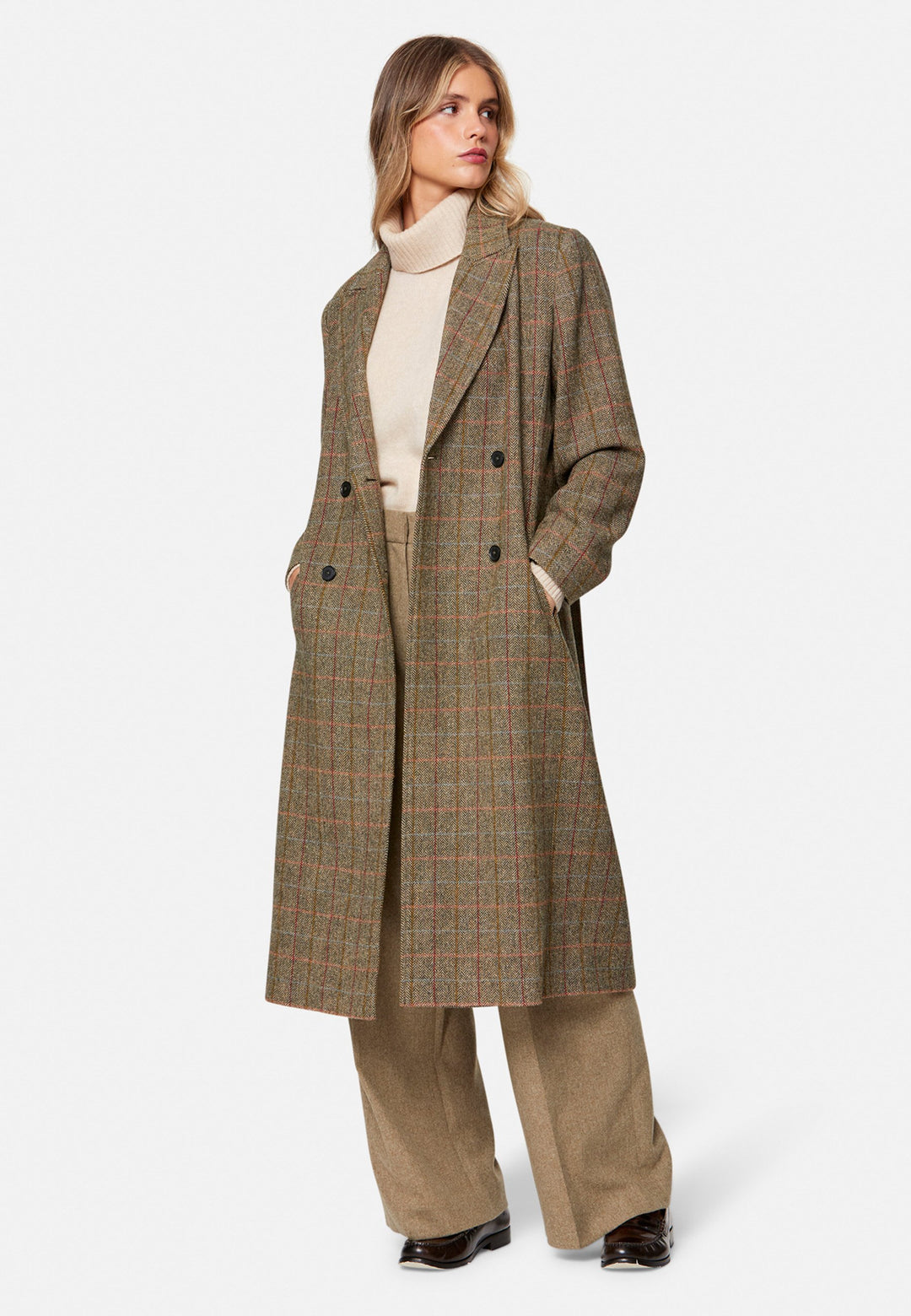 Beryl Herringbone Tweed Coat