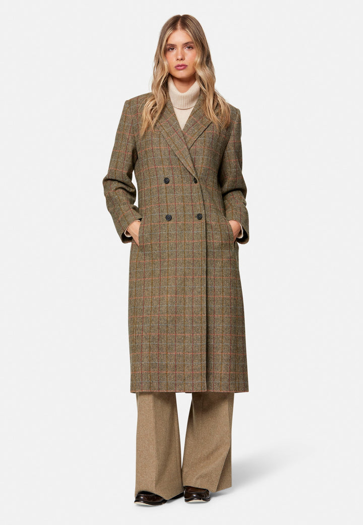 Beryl Herringbone Tweed Coat