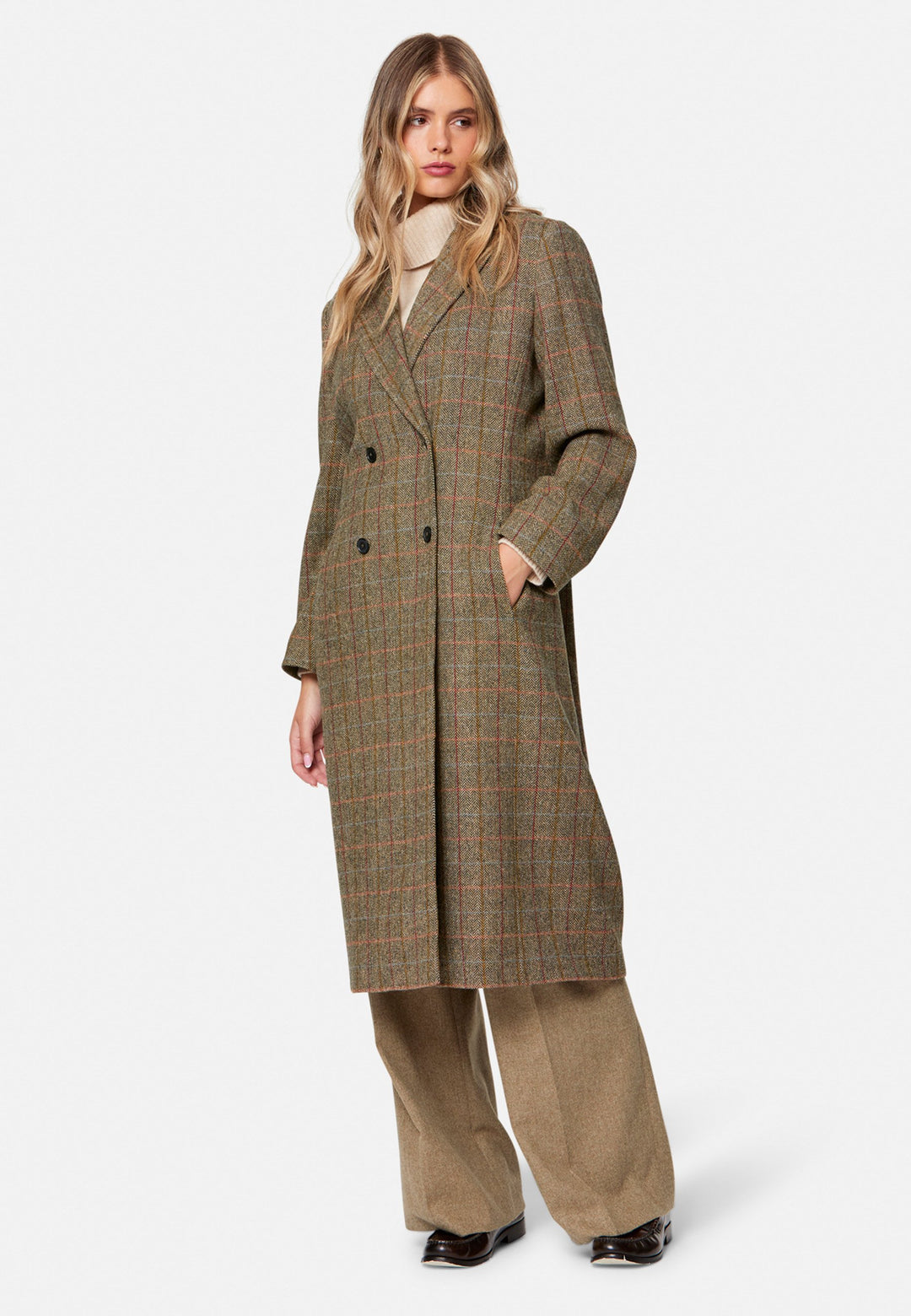 Beryl Herringbone Tweed Coat