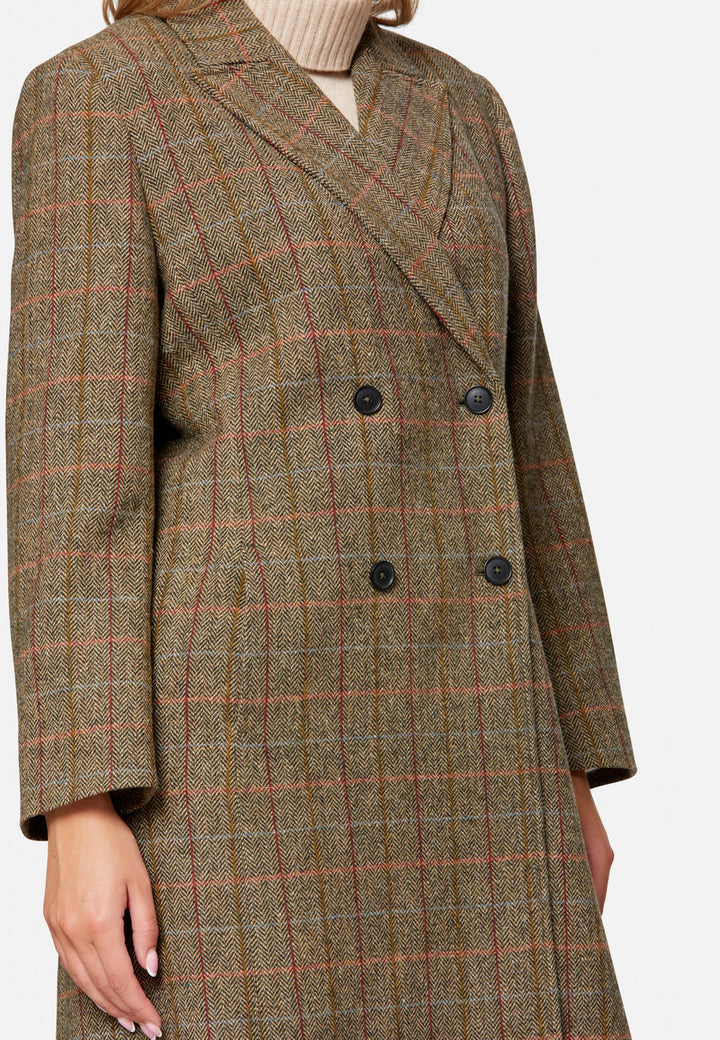 Beryl Herringbone Tweed Coat