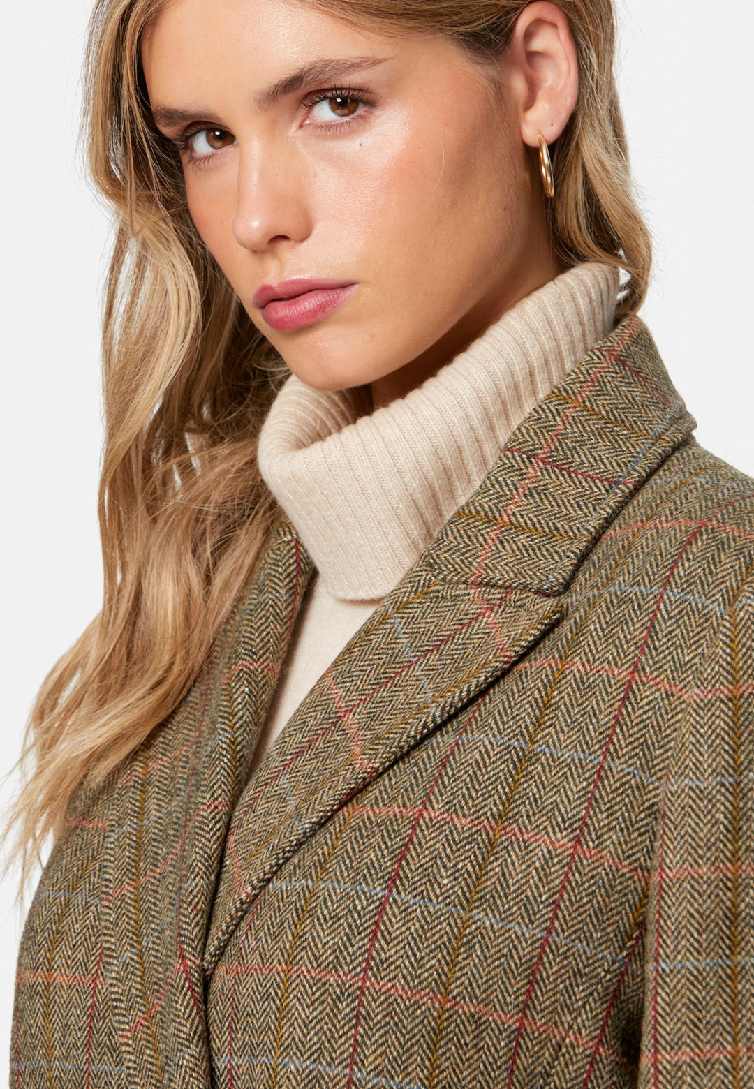 Beryl Herringbone Tweed Coat