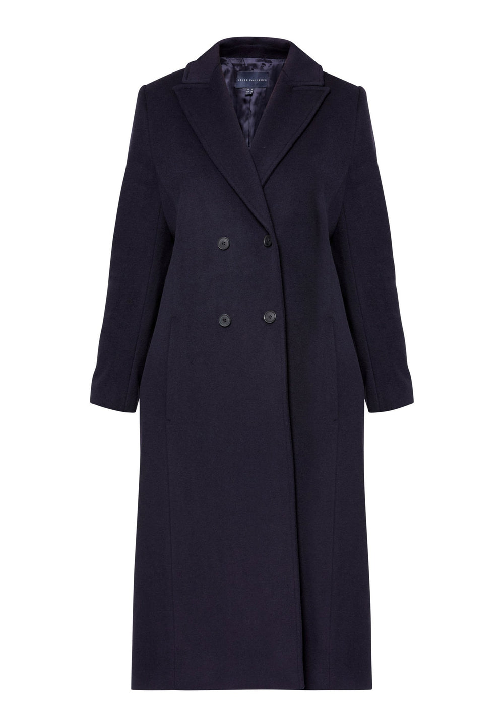 double breast cashmere coat in navy
