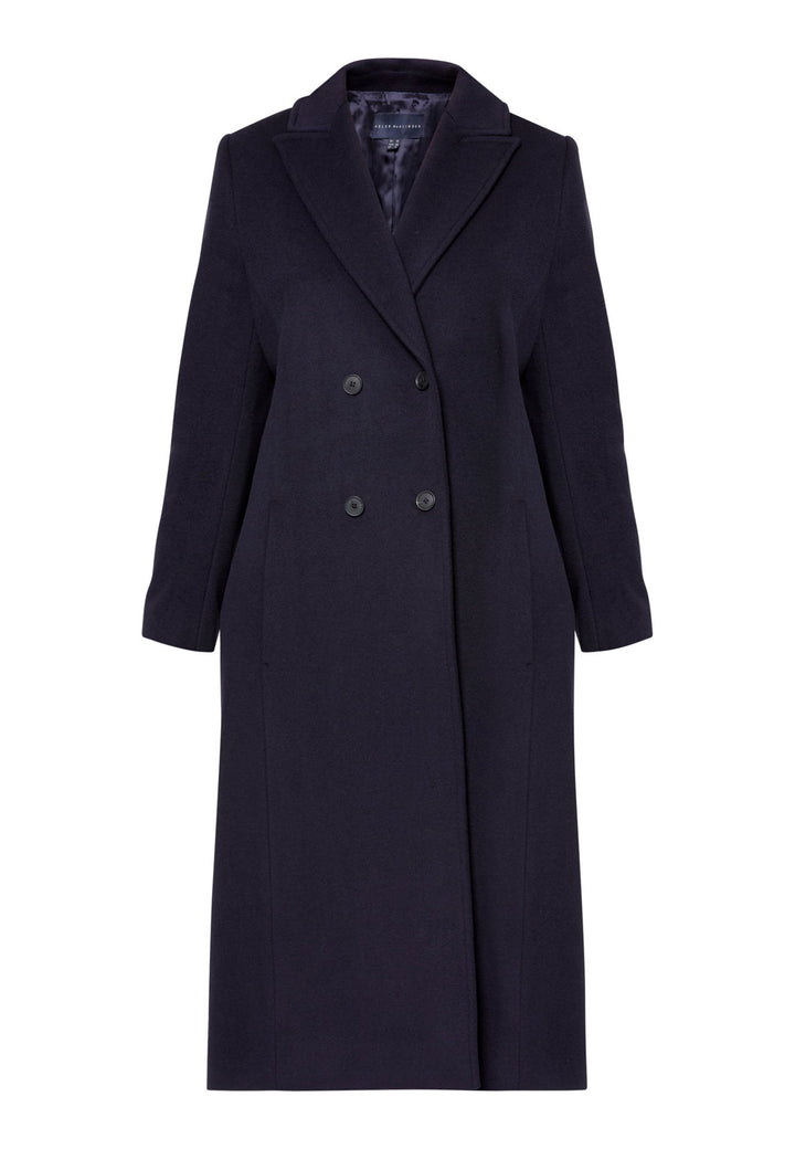 double breast cashmere coat in navy