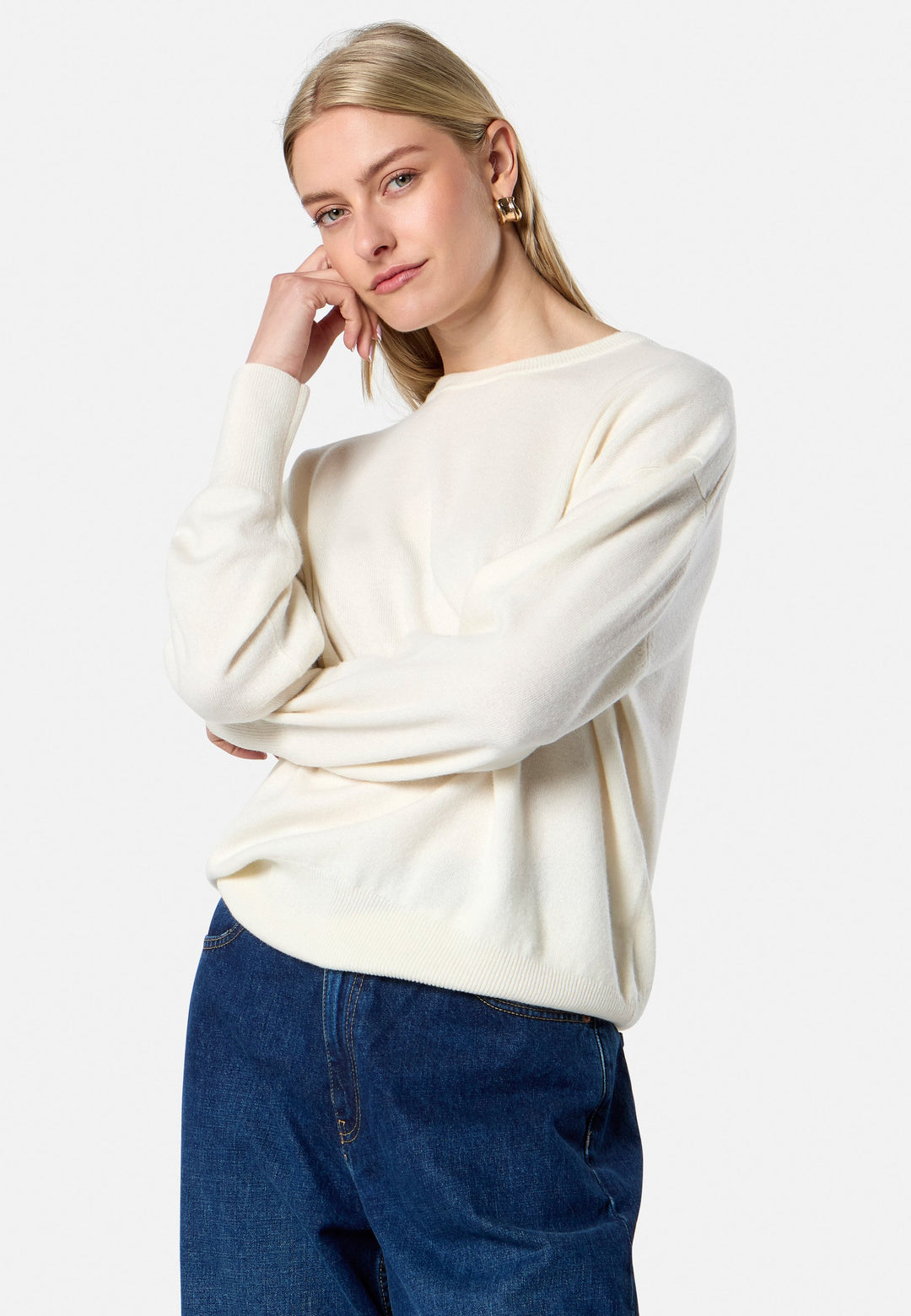 Carly Winter White Cashmere Sweater