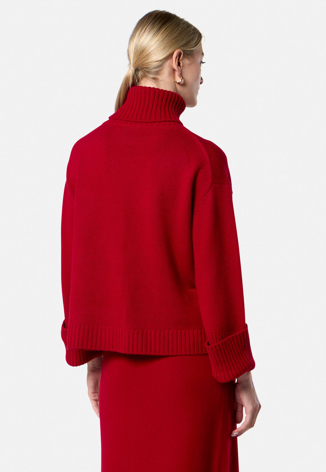 Carol Chunky Ruby Red Cashmere Roll-Neck Sweater