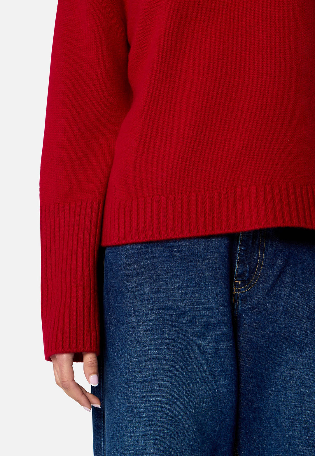 Carol Chunky Ruby Red Cashmere Roll-Neck Sweater