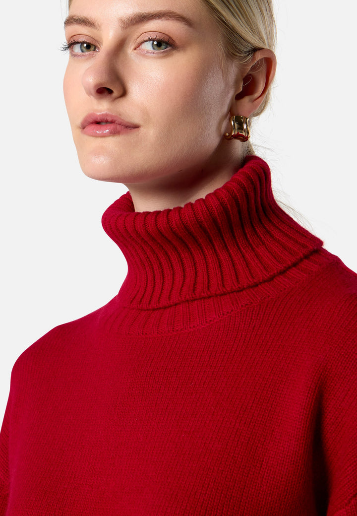 Carol Chunky Ruby Red Cashmere Roll-Neck Sweater