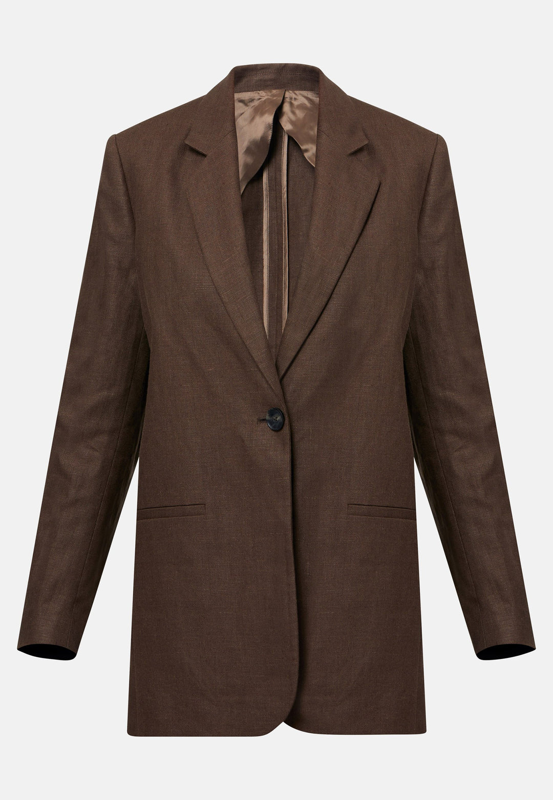 The Cassie Sandlewood jacket is a versatile wardrobe staple, offering a sleek and polished look. Featuring a single-button closure, notched lapels, and a relaxed boyfriend fit, it balances structure and ease. Perfect for pairing with matching Vanessa Trousers or dressing down with jeans for a smart-casual vibe.