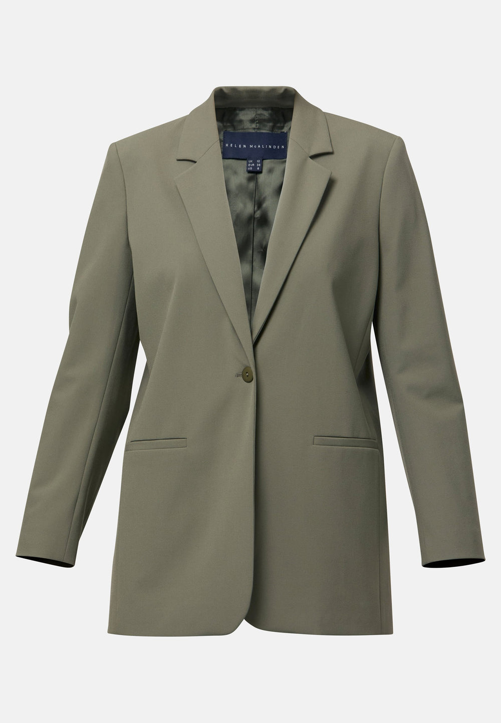 The Cassie Olive boyfriend jacket offers a modern twist on classic tailoring. This sleek, single-button jacket features a relaxed fit, notched lapels, and functional front pockets. Perfect for layering over both casual and formal outfits for a polished look. Pair with the matching Lyra olive trousers to elevate your work wardrobe.