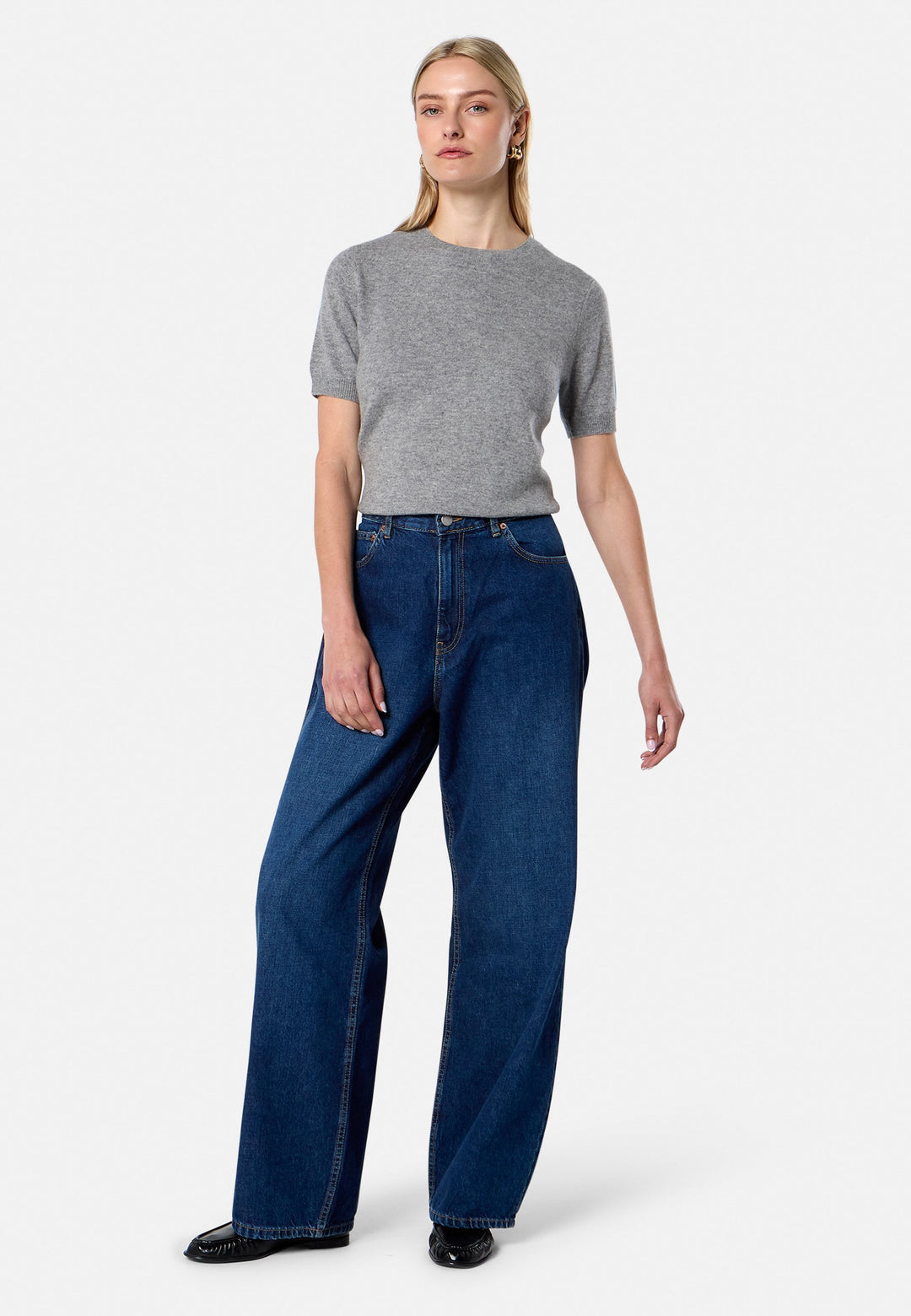 Gemma Marl Grey Cashmere Crew neck T-shirt