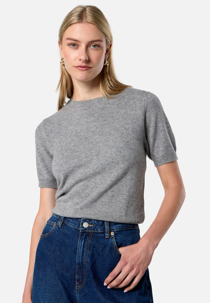 Gemma Marl Grey Cashmere Crew neck T-shirt
