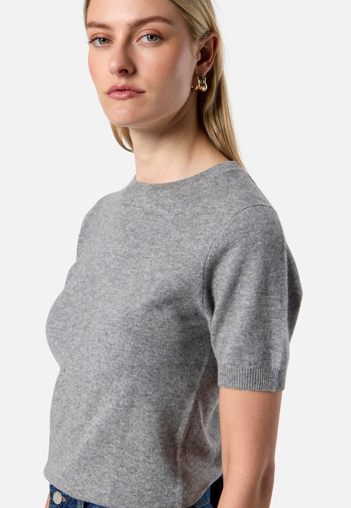 Gemma Marl Grey Cashmere Crew neck T-shirt