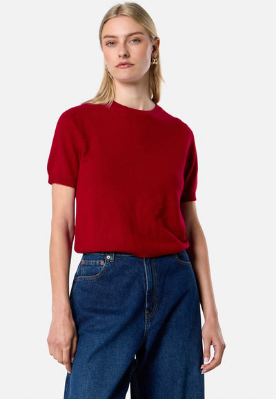 Gemma Ruby Red Cashmere Crew Neck T-shirt