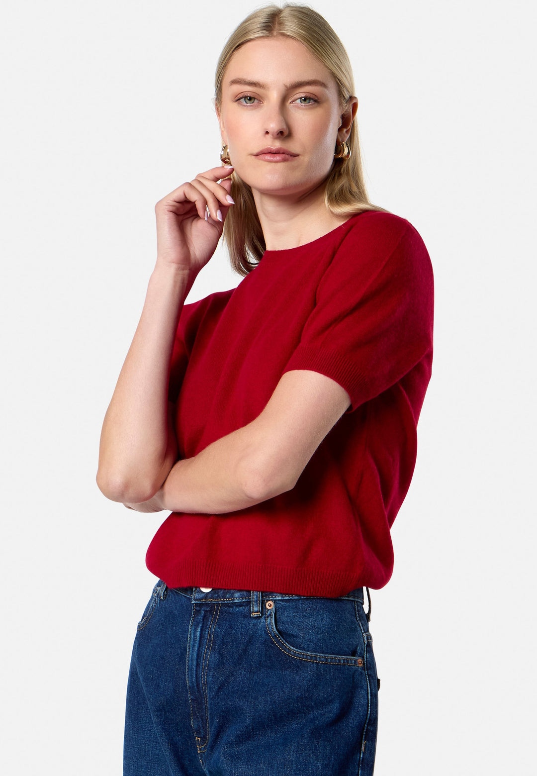 Gemma Ruby Red Cashmere Crew Neck T-shirt