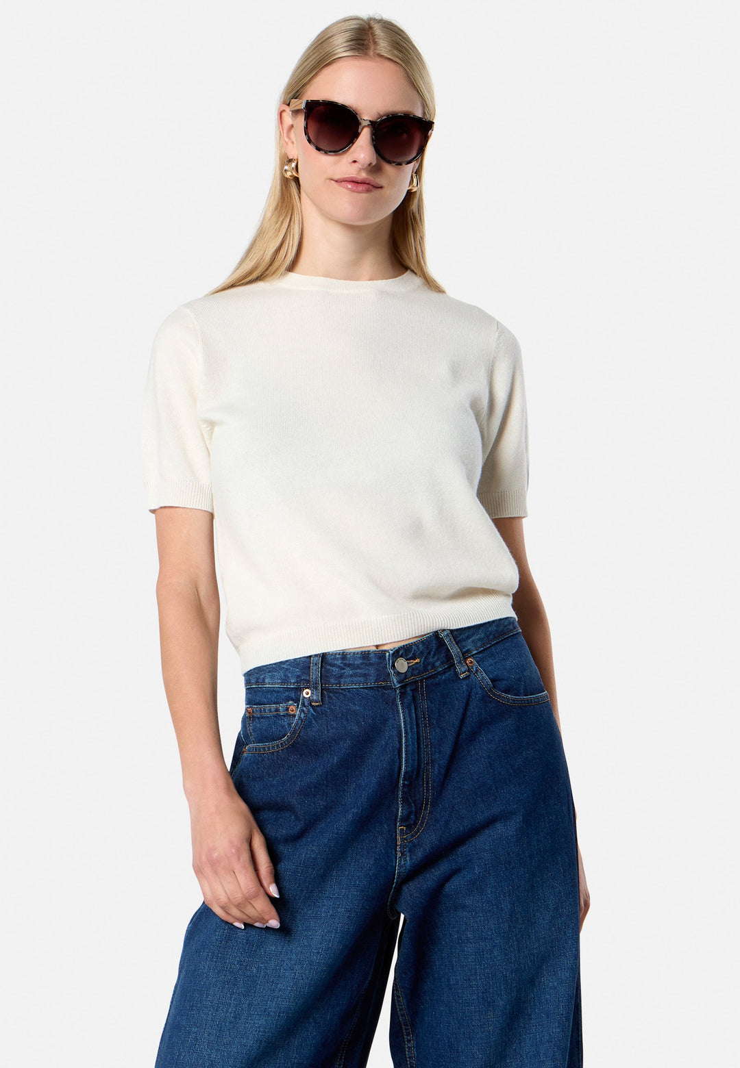 Gemma Winter White Cashmere Crew neck T-shirt