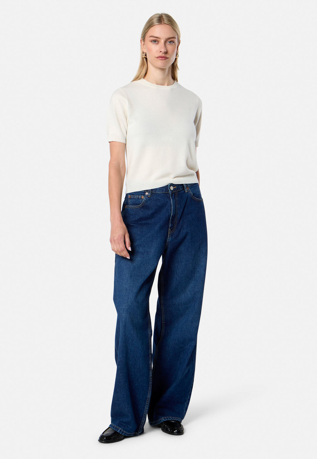 Gemma Winter White Cashmere Crew neck T-shirt