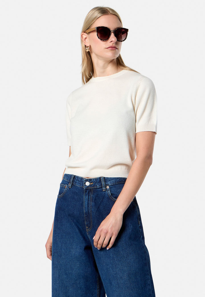 Gemma Winter White Cashmere Crew neck T-shirt