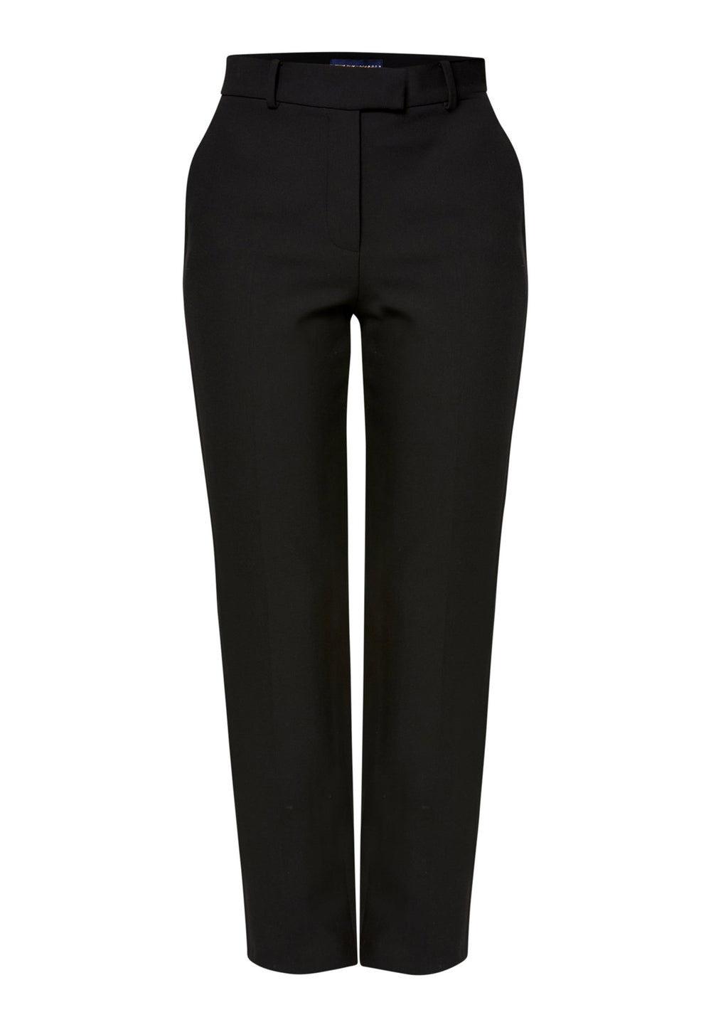 Cut from our signature tricotine with a hint of stretch, they sit neatly at the waist with a clean waistband, belt loops and concealed fastening. Pressed creases sharpen the narrow leg to an ankle-skimming finish, while side pockets keep them practical. Pair with the coordinating silk shirt for polish, or a crisp white tee for ease.
