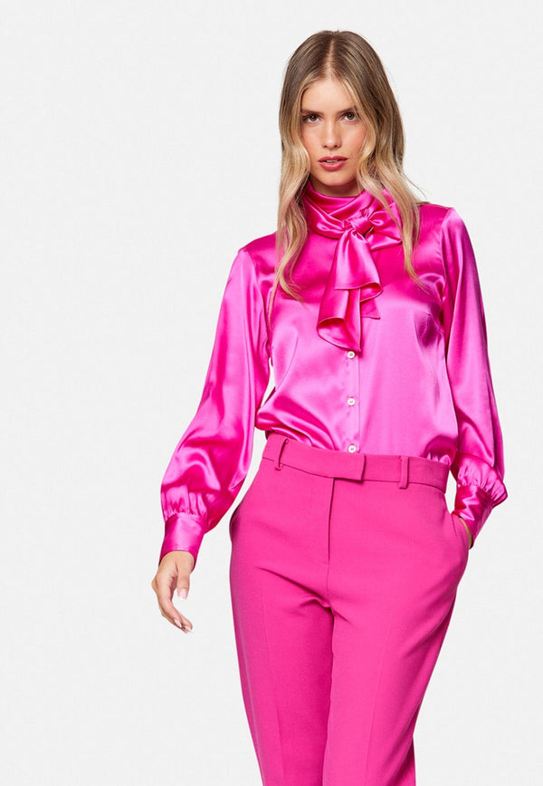 Anastasia Cyclamen Silk Pussybow Blouse