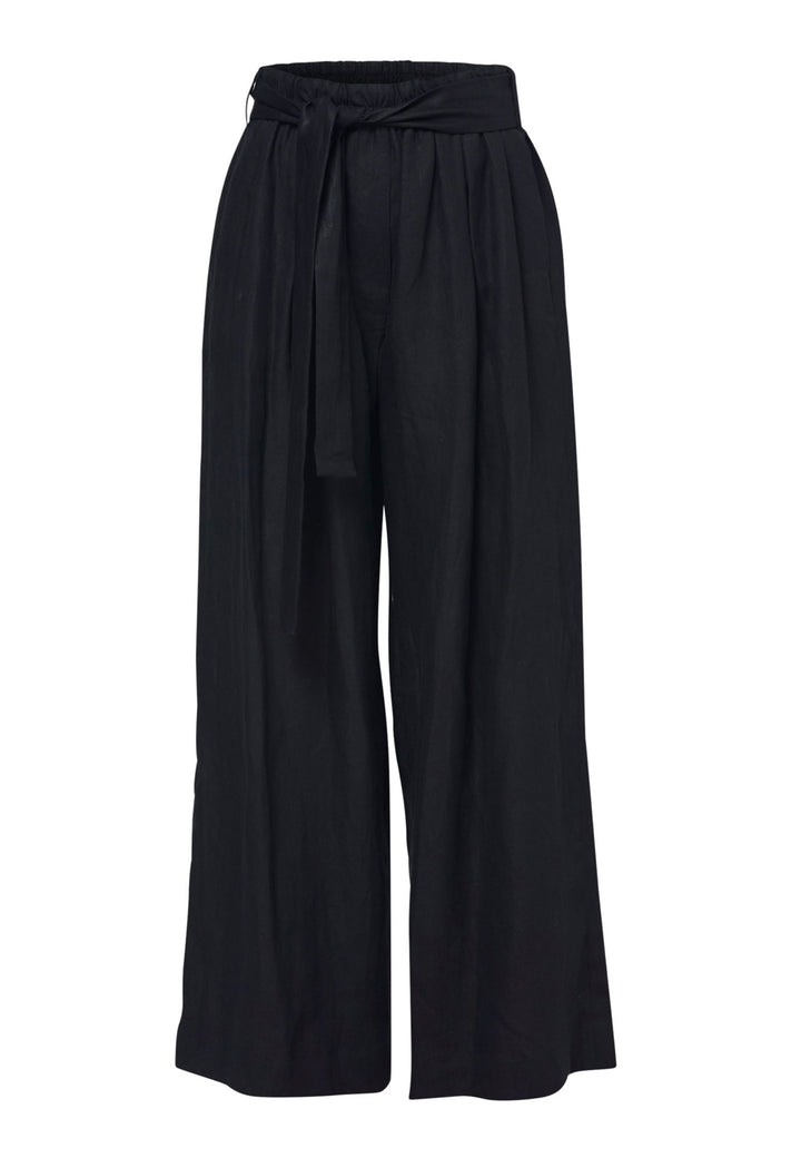 Hepburn Black Linen Wide Leg Trouser
