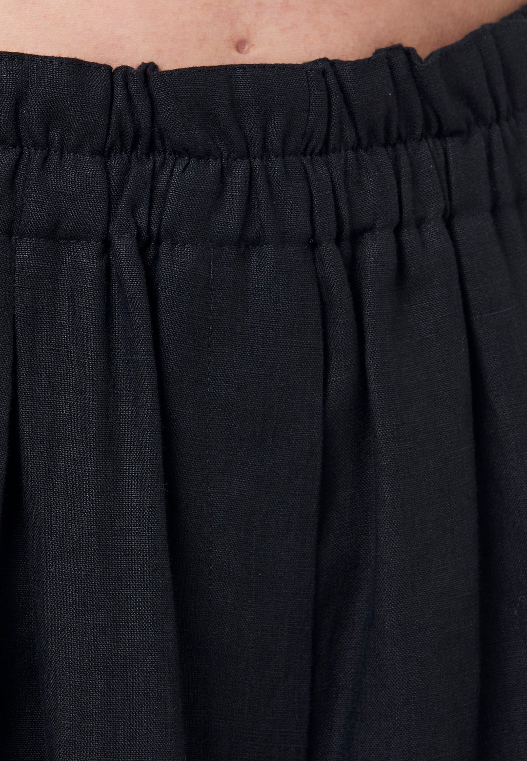 Hepburn Black Linen Wide Leg Trouser
