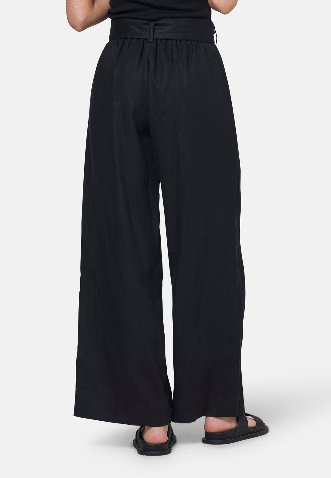 Hepburn Black Linen Wide Leg Trouser