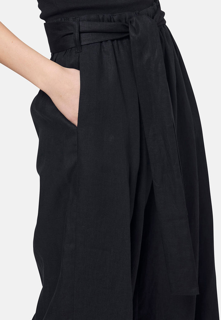 Hepburn Black Linen Wide Leg Trouser