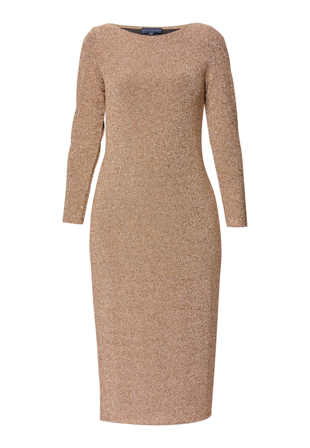 woman wearing jersey lurex midi dress