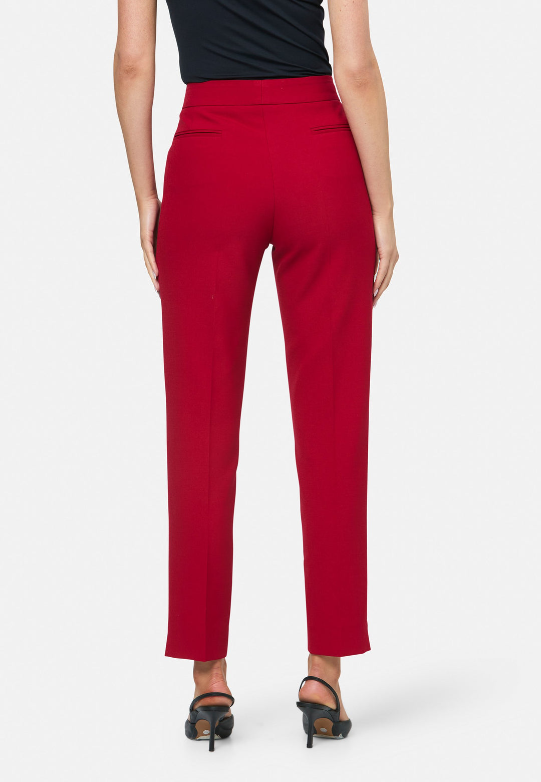 model wearing Jill Ruby Red Trouser