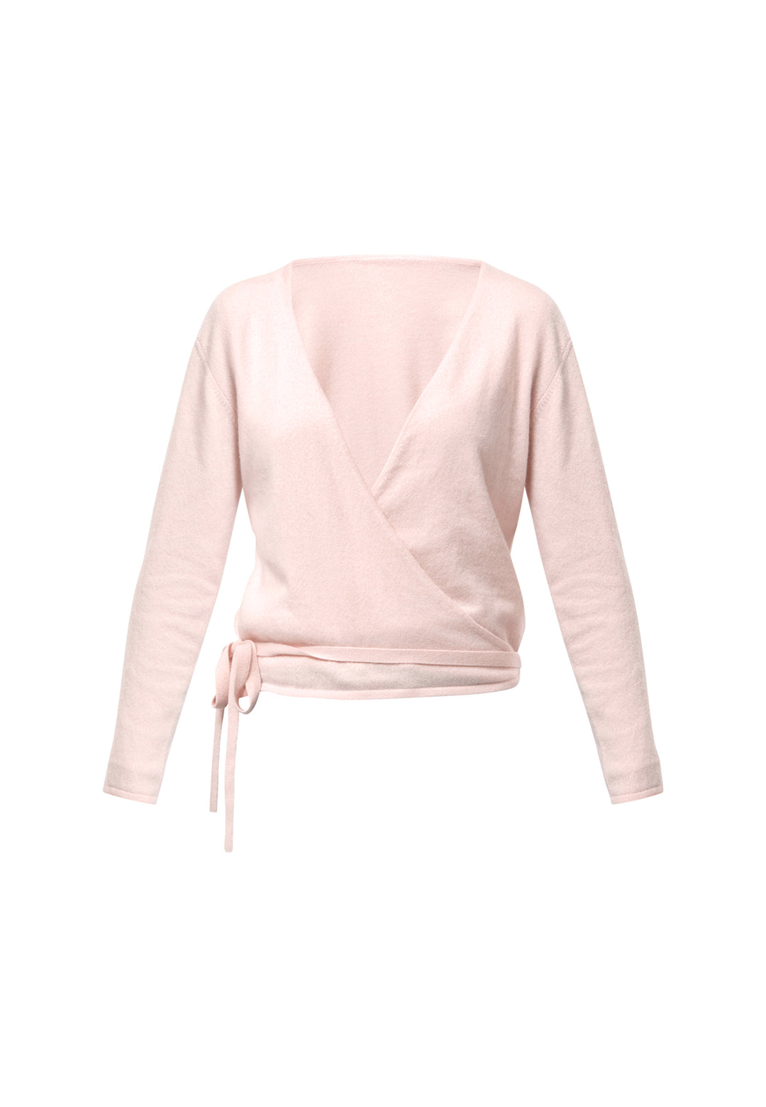 The Siena Petal Pink Cashmere Ballet Wrap is a versatile cardigan designed with a true wrap style. It features full-length sleeves and offers multiple styling options. You can wear it to the front with a V-neckline or to the back with a high neckline and a V-back detail. Made from luxurious cashmere, this wrap can also be layered over the matching Mariena Sleeveless Top for a coordinated and chic ensemble. Embrace the versatility and timeless elegance of the Ballet Wrap.