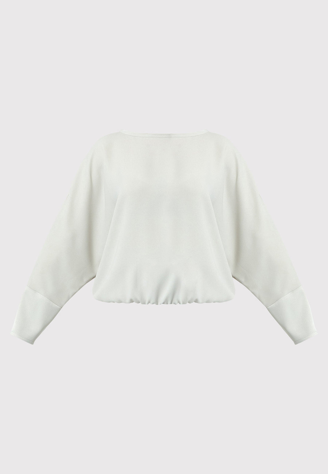 Lal, stone top in fluid satin back crepe. A relaxed fit, elastic waistband, Dropped Shoulder sleeves, and satin cuffs. Wear with the coordinating Deliliah or Imogen Pant.