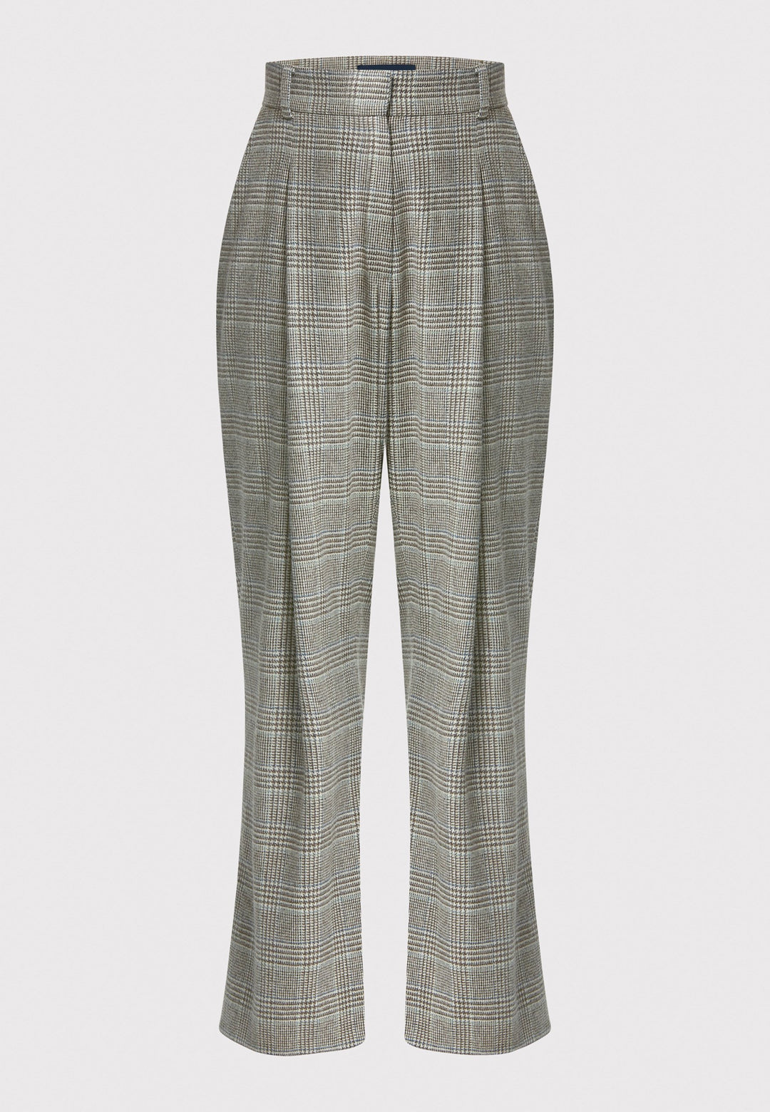 Lyra Glen Check trousers, crafted from a soft-touch Magee lambswool. This pleated front wide-leg relaxed fit trousers offer a timeless and versatile look suitable for both professional and casual settings. Embrace the city heritage look by pairing with the co-ordinating Cassie boyfriend blazer.