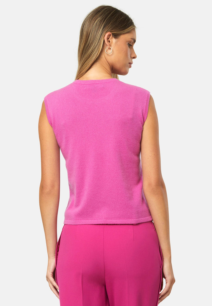 The statement sleeveless knit. Spun from pure cashmere with a cloud-soft handle, it has a neat crew neckline, clean armholes and a waist-skimming straight fit. Lightweight yet warm, it slips under blazers or wears solo with high-rise denim.