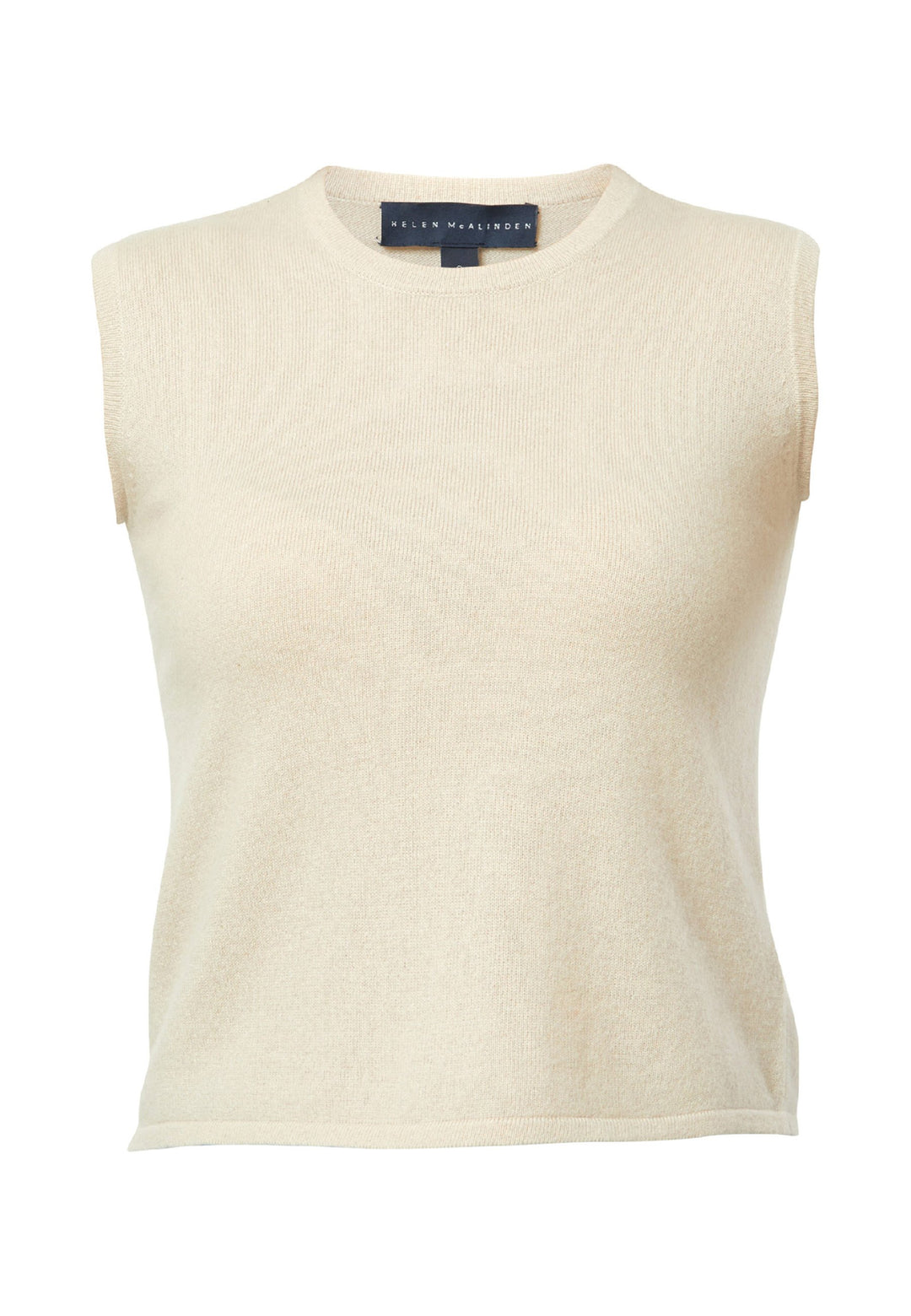 The statement sleeveless knit. Spun from pure cashmere with a cloud-soft handle, it has a neat crew neckline, clean armholes and a waist-skimming straight fit. Lightweight yet warm, it slips under blazers or wears solo with high-rise denim.