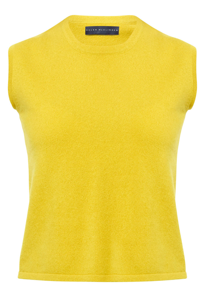 The statement sleeveless knit. Spun from pure cashmere with a cloud-soft handle, it has a neat crew neckline, clean armholes and a waist-skimming straight fit. Lightweight yet warm, it slips under blazers or wears solo with high-rise denim.