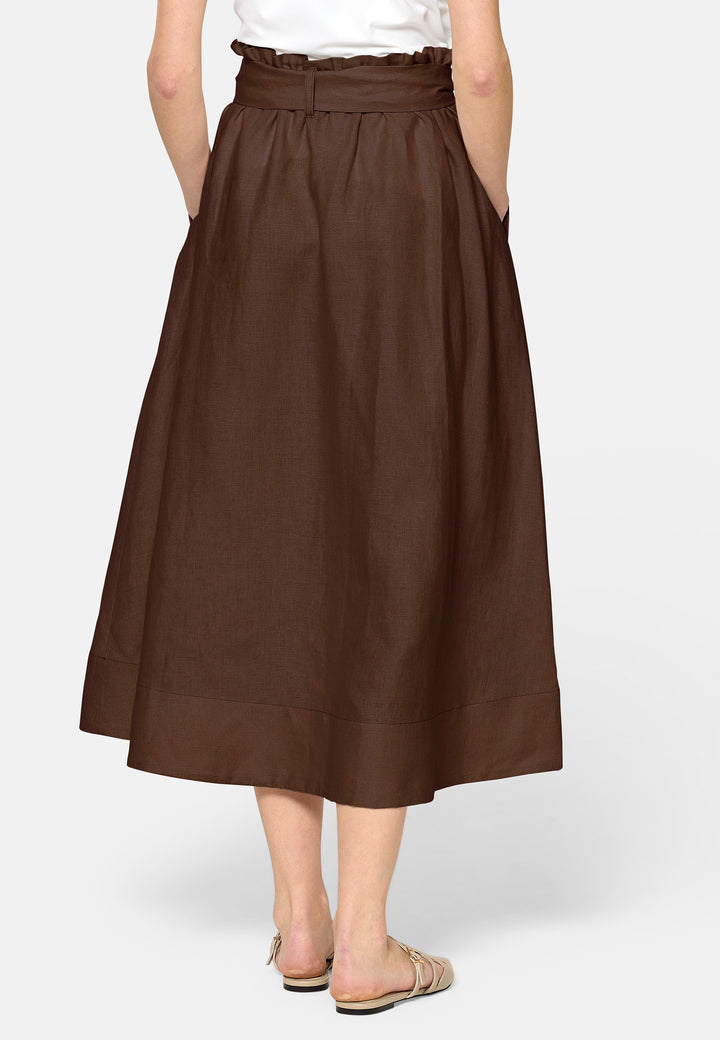 Meg, an easy-fitting, pull-on linen skirt that embraces a laid-back spirit. A piece you can't travel without. Designed to sit on the high waist for a flattering fit. Features a detachable belt. Paper bag elasticated waist for all day comfort. Cut from a breathable Irish linen. Pair it with a simple tee and the co-ordinating Cassie boyfriend blazer with trainers for a chic and contemporary look.