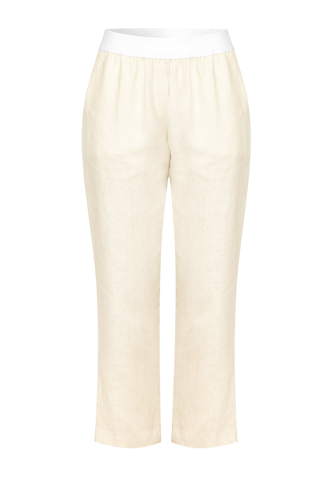 These relaxed-fit trousers in a buttermilk cream are crafted from breathable Irish linen, making them perfect for casual, everyday wear. Featuring an elasticated waistband and practical back pocket, they offer both comfort and functionality. Pair them with sandals, the Cassie jacket and a simple top for a laid-back, effortless look.