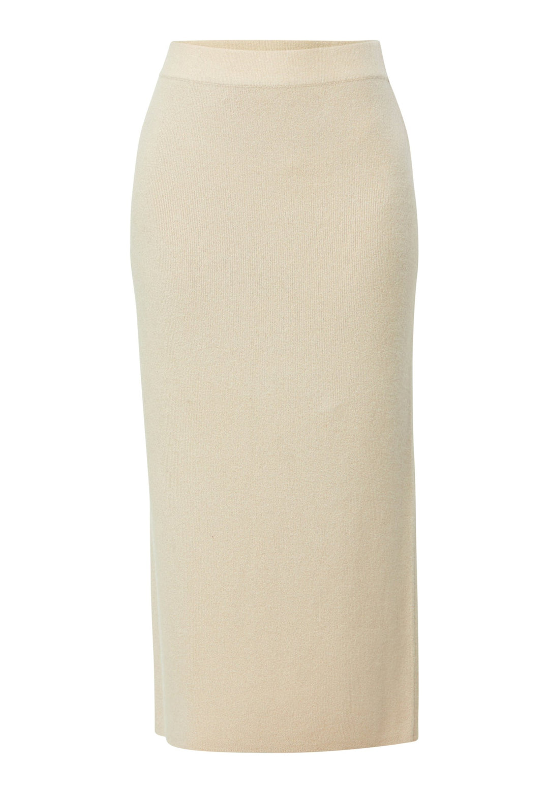 Spun from pure cashmere in a smooth fine knit, this skirt pulls on with a soft waistband and falls to a fluid mid-calf hem that skims rather than clings. Minimal and quietly polished, it works 24/7: pair with the Marlena vest for a sleek twinset, switch to the boat-neck for off-shoulder ease, and ground with flats by day or heels after dark.