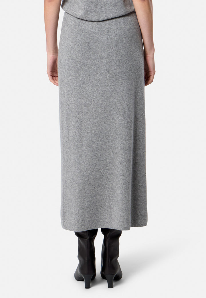 Rhea Ribbed Marl Grey Cashmere Skirt